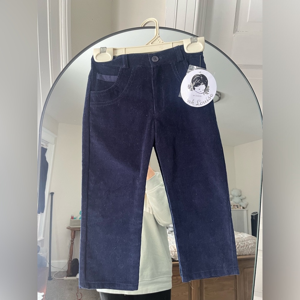 Kids Formal Navy Corduroy Pants